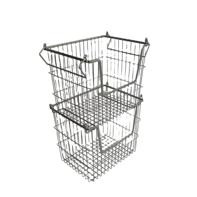 2020 new iron metal wire stacking baskets stackable storage bins with handles